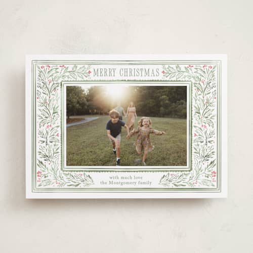 This is a garland holiday photo cards with standard by Petra Kern called ornamental printing on recycled smooth signature in standard