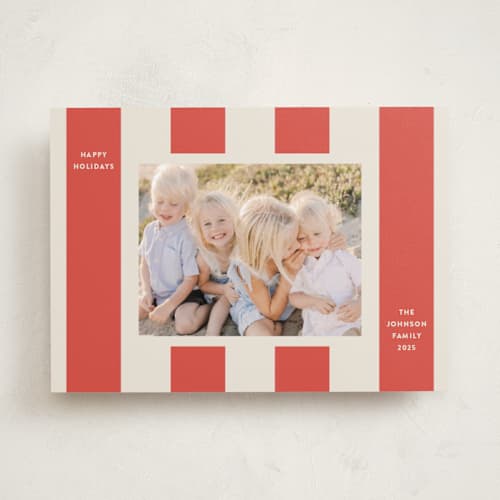 This is a stocking holiday photo cards with standard by Megan Davis called aperitivo printing on recycled smooth signature in standard