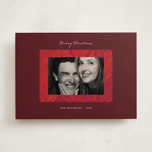 This is a mulberry holiday photo cards with standard by Morgan Kendall called marbled printing on recycled smooth signature in standard
