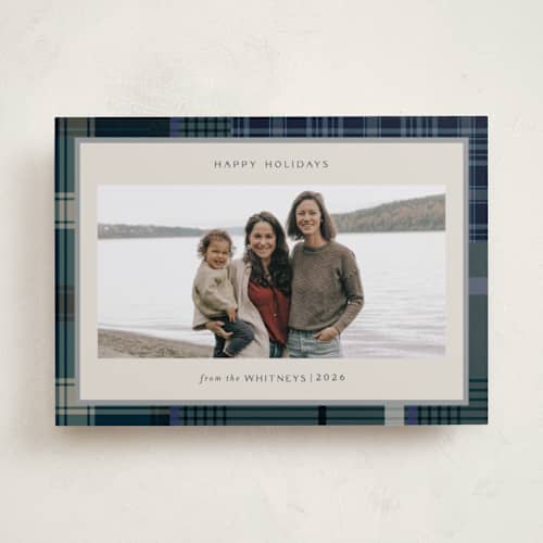 This is a sea holiday photo cards with standard by Makewells called antiqued plaid printing on recycled smooth signature in standard