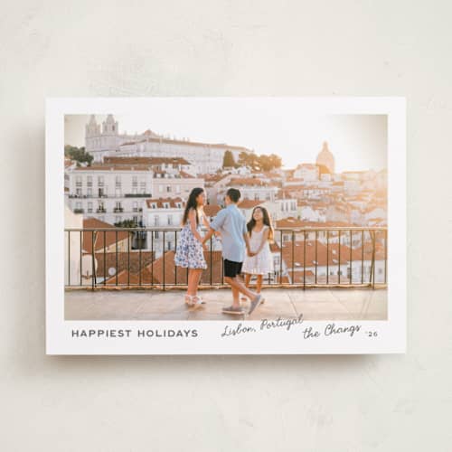 This is a vanilla holiday photo cards with standard by Creo Study called vignette postcard printing on recycled smooth signature in standard