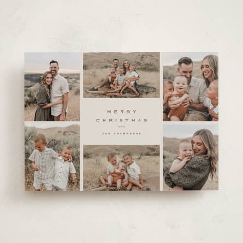 This is a eggnog holiday photo cards with standard by Wildfield Paper Co called stone printing on recycled smooth signature in standard