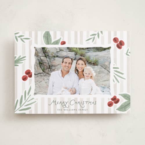 This is a driftwood holiday photo cards with standard by Kristen Juckiewicz called seaberry printing on recycled smooth signature in standard