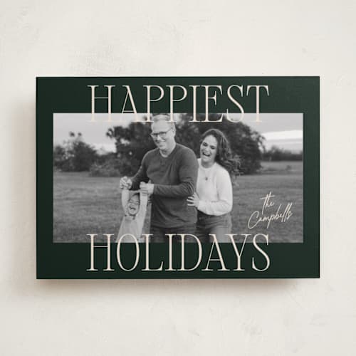 This is a evergreen holiday photo cards with standard by Ekko Studio called glam greeting printing on recycled smooth signature in standard