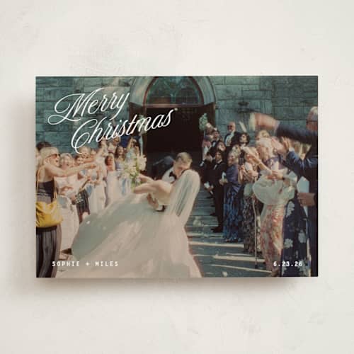 This is a snow holiday photo cards with standard by Kristie Kern called pomeroy printing on recycled smooth signature in standard