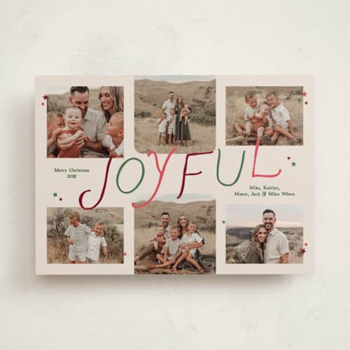 This is a chai holiday photo cards with standard by Owl and Toad called starry collage printing on recycled smooth signature in standard