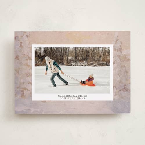 This is a gingerbread holiday photo cards with standard by Lindsay Megahed called winter wishes printing on recycled smooth signature in standard