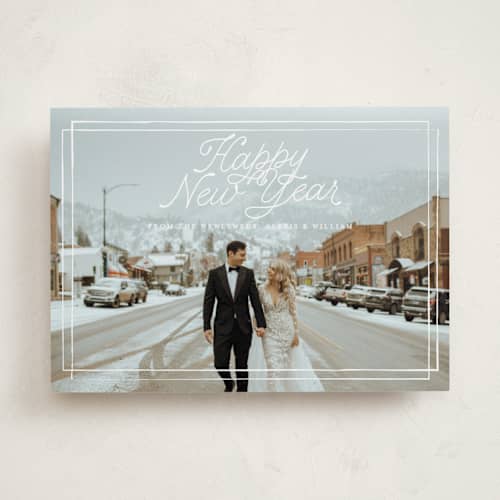 This is a snow holiday photo cards with standard by Anna Elder called a classic christmas printing on recycled smooth signature in standard