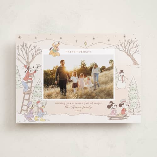 This is a cider holiday photo cards with standard by Sabrin Deirani called disney's mickey vintage christmas printing on recycled smooth signature in standard