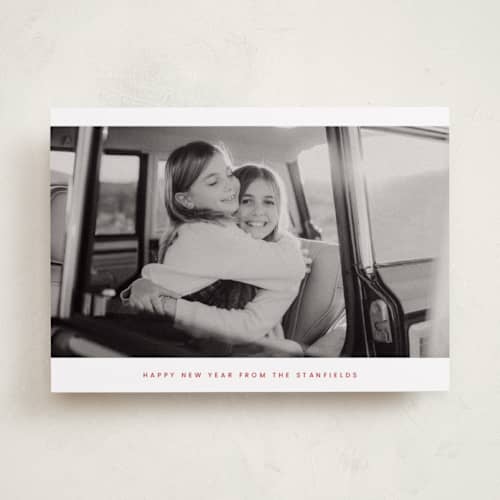 This is a cherry holiday photo cards with standard by Sara Hicks Malone called minimalist printing on recycled smooth signature in standard