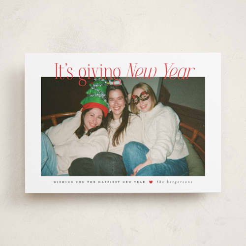 This is a cardinal holiday photo cards with standard by Itsy Belle Studio called it's giving christmas printing on recycled smooth signature in standard