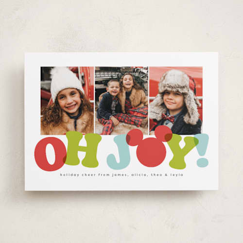 This is a carnival holiday photo cards with standard by Lea Delaveris called disney's mickey oh joy printing on recycled smooth signature in standard