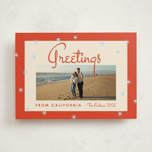 This is a fire holiday photo cards with standard by Inkblot Design called vintage vacay printing on recycled smooth signature in standard