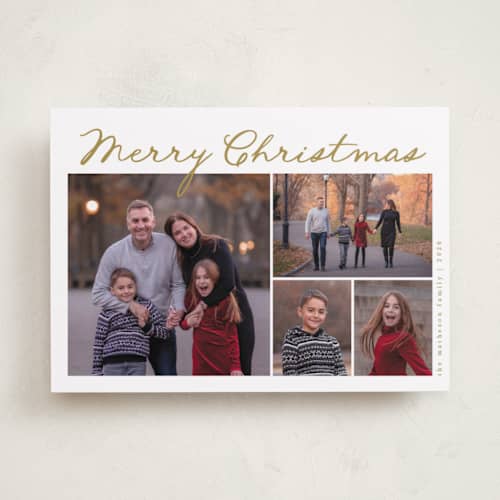 This is a marigold holiday photo cards with standard by Kelly Schmidt called handdrawn christmas printing on recycled smooth signature in standard