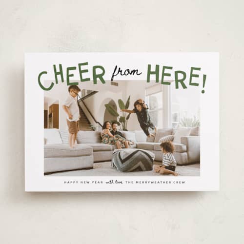 This is a tree farm holiday photo cards with standard by Kamala Nahas called wreck the halls with boughs of jolly printing on recycled smooth signature in standard