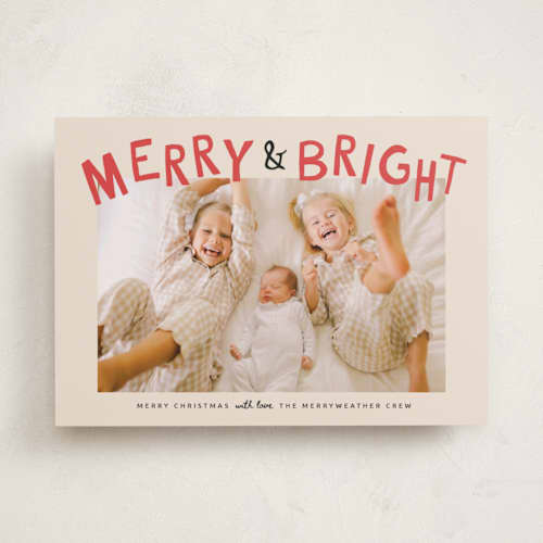 This is a holly holiday photo cards with standard by Kamala Nahas called wreck the halls with boughs of jolly printing on recycled smooth signature in standard
