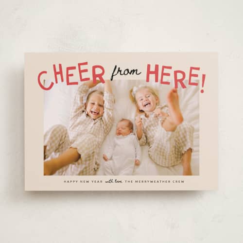 This is a holly holiday photo cards with standard by Kamala Nahas called wreck the halls with boughs of jolly printing on recycled smooth signature in standard