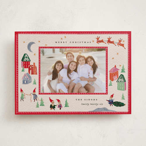 This is a santa holiday photo cards with standard by Julie Murray called north pole party printing on recycled smooth signature in standard