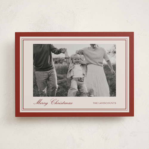 This is a mahogany holiday photo cards with standard by chocomocacino called zensai printing on recycled smooth signature in standard