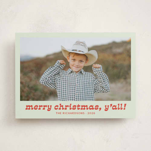 This is a succulent holiday photo cards with standard by Megan Davis called pecos printing on recycled smooth signature in standard