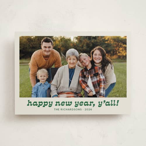 This is a cactus holiday photo cards with standard by Megan Davis called pecos printing on recycled smooth signature in standard