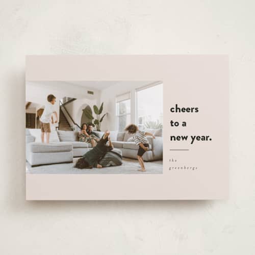 This is a blush holiday photo cards with standard by Iveta Angelova called messy & bright printing on recycled smooth signature in standard