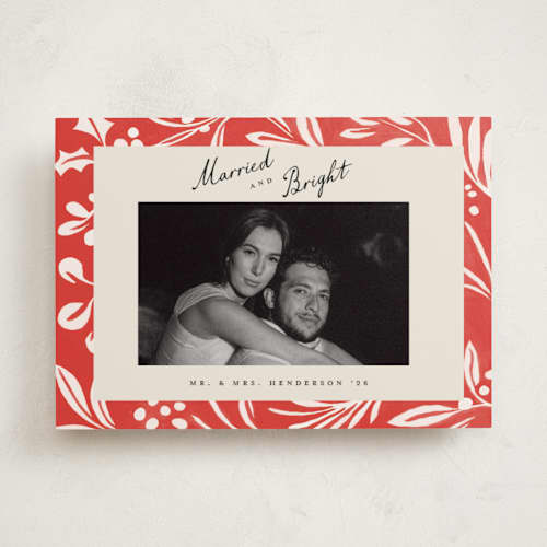 This is a candy cane holiday photo cards with standard by Teju Reval called bold botanicals printing on recycled smooth signature in standard
