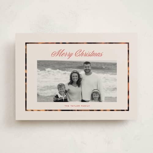 This is a scarlet holiday photo cards with standard by Alethea and Ruth called tiny tortoise border printing on recycled smooth signature in standard