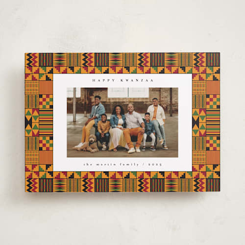 This is a pumpkin kwanzaa cards with standard by Anastasia Makarova called kente printing on recycled smooth signature in standard