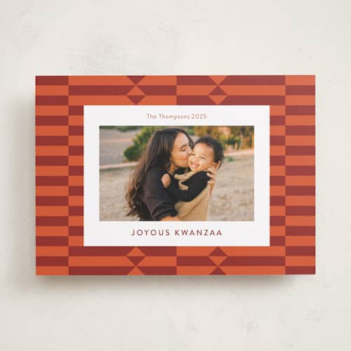 This is a scarlet kwanzaa cards with standard by Anelle Mostert called kente cloth printing on recycled smooth signature in standard