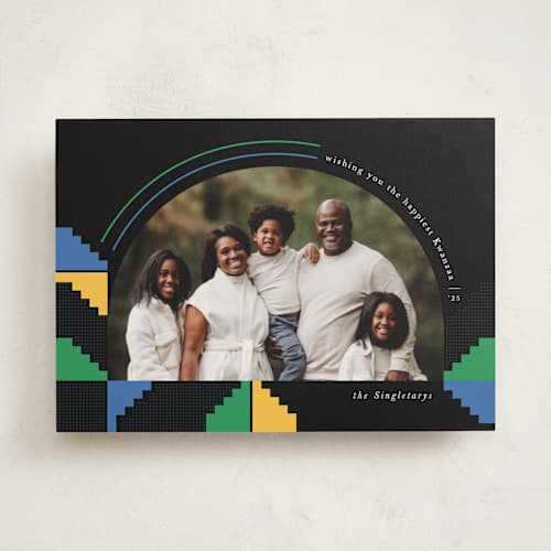 This is a ink kwanzaa cards with standard by Mansi Verma called kente printing on recycled smooth signature in standard