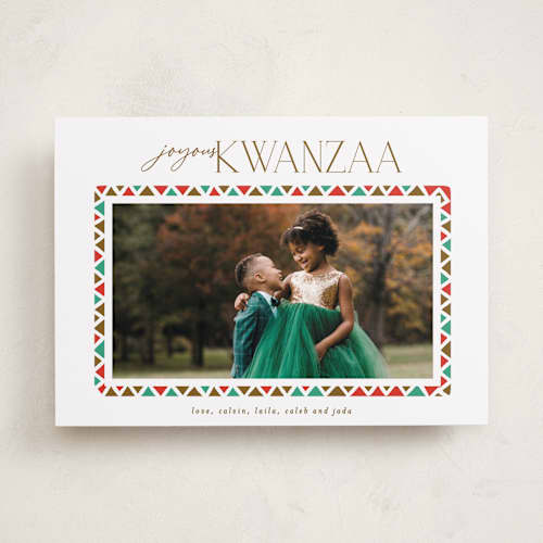 This is a carnival kwanzaa cards with standard by Phrosné Barwood called colorful border printing on recycled smooth signature in standard