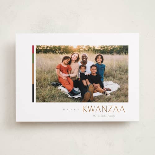 This is a powder kwanzaa cards with standard by Erin L. Wilson called minimalist printing on recycled smooth signature in standard