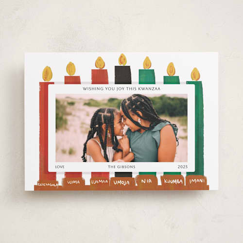This is a cotton kwanzaa cards with standard by Angel Walker called kwanzaa joy printing on recycled smooth signature in standard