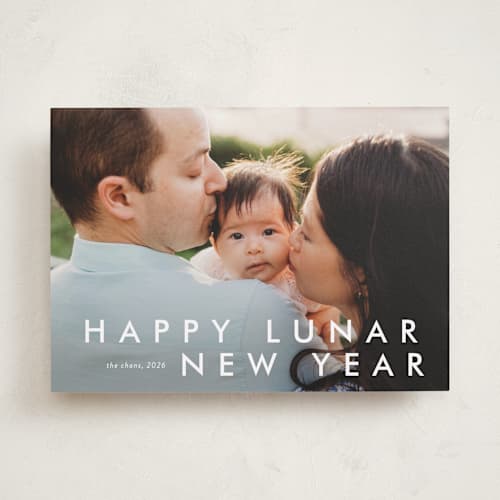 This is a cotton chinese new year cards with standard by Stacey Meacham called happy moments printing on recycled smooth signature in standard