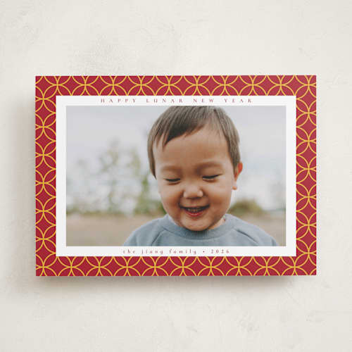 This is a crimson chinese new year cards with standard by Emily Sabol Goss called shimmering printing on recycled smooth signature in standard