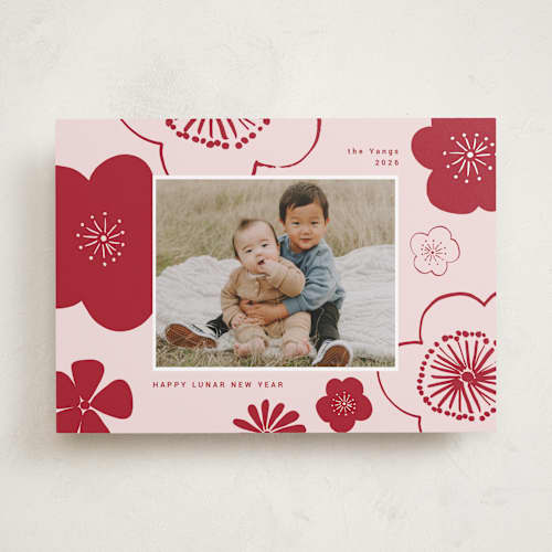 This is a blossom chinese new year cards with standard by Sumak Studio called lunar flowers printing on recycled smooth signature in standard