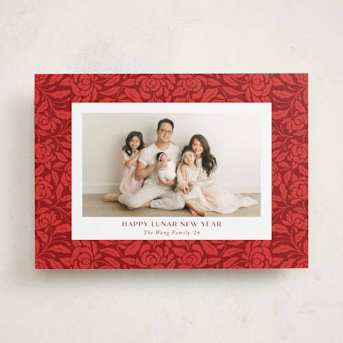 This is a cherry chinese new year cards with standard by Yaling Hou Suzuki called chinese textile printing on recycled smooth signature in standard