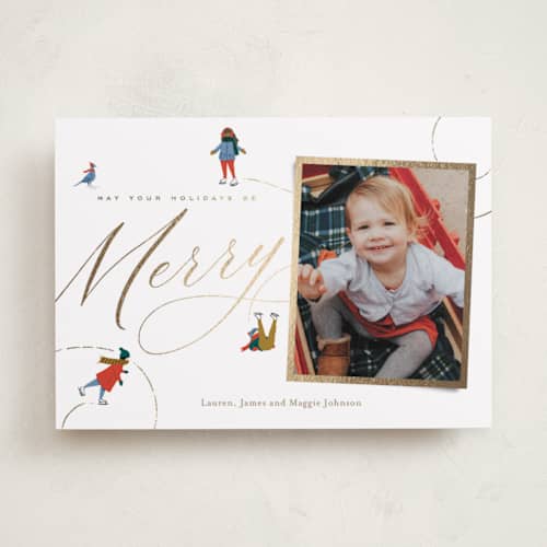 This is a candy cane met with foil pressed by Oscar and Emma - Karly Depew called winter pastimes printing on recycled smooth signature in standard