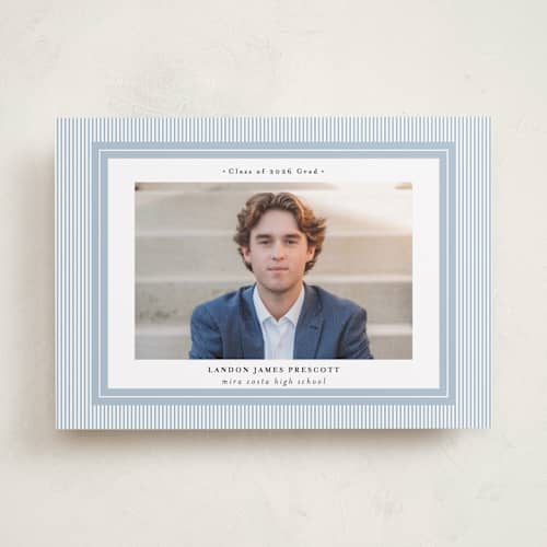This is a sky graduation announcements with standard by Shirley Lin Schneider called seersucker printing on recycled smooth signature in standard