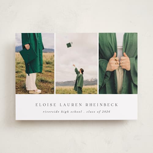 This is a cotton graduation announcements with standard by Morgan Kendall called carousel printing on recycled smooth signature in standard
