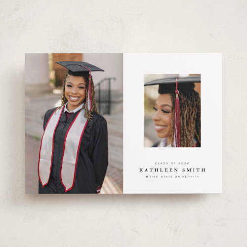 This is a salt graduation announcements with standard by Joyce Pinheiro called go far printing on recycled smooth signature in standard