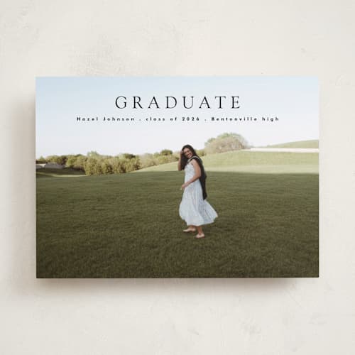 This is a pepper graduation announcements with standard by Bryanna Mehner called minimalism printing on recycled smooth signature in standard