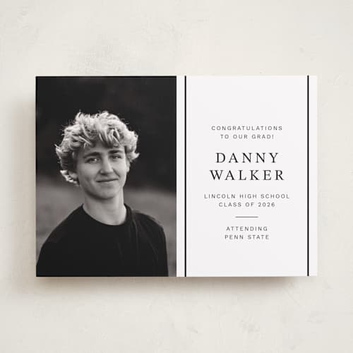 This is a paper graduation announcements with standard by Ani Somi called half and half printing on recycled smooth signature in standard