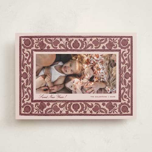 This is a pomegranate rosh hashanah cards with standard by Pati Cascino called sweet year printing on recycled smooth signature in standard