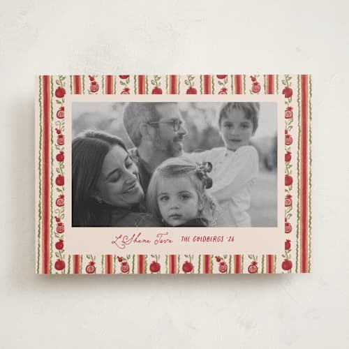 This is a apple rosh hashanah cards with standard by Creo Study called pomegranate pattern printing on recycled smooth signature in standard