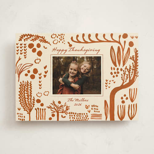 This is a orchard thanksgiving cards invitations with standard by Sumak Studio called autumn orchard printing on recycled smooth signature in standard