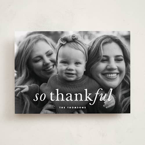 This is a snow thanksgiving cards invitations with standard by Kimberly FitzSimons called emphasized thanks printing on recycled smooth signature in standard