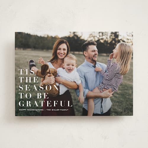 This is a snow thanksgiving cards invitations with standard by Angela Marzuki called to be grateful printing on recycled smooth signature in standard