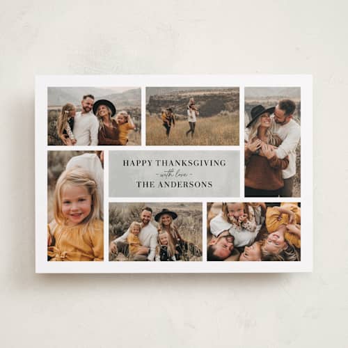 This is a stone thanksgiving cards invitations with standard by Janean Hinger called tiled thanksgiving printing on recycled smooth signature in standard